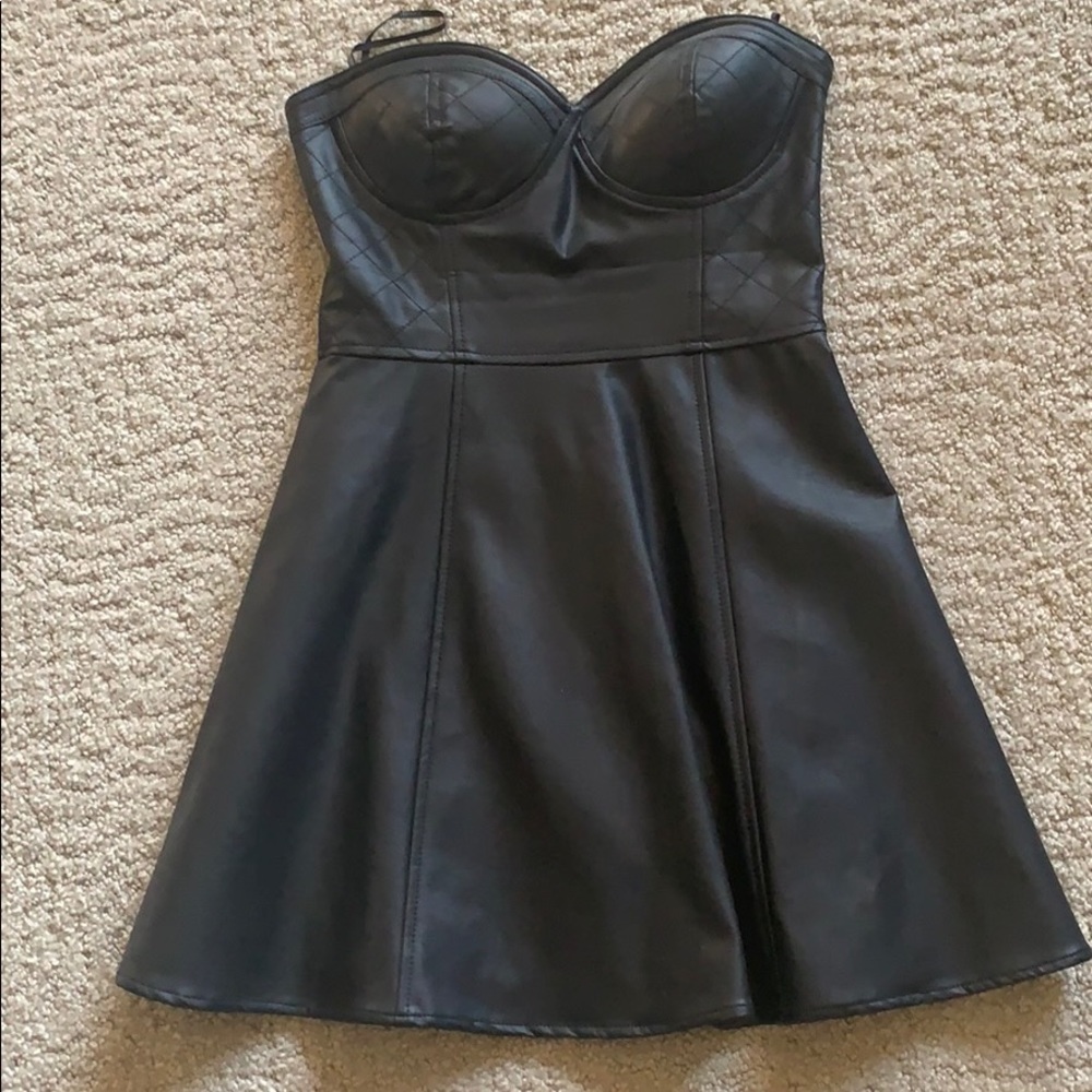 Forever 21 Faux Leather Bustier Dress Sz S